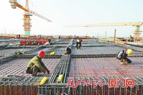 重点工程不停工 翔安西路东坑湾大桥正下部结构施工