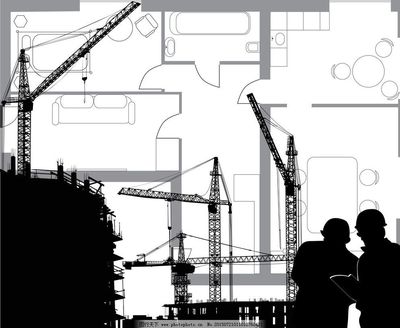 城市建筑工地剪影图片,城市剪影 大厦剪影 吊车 都市剪影-